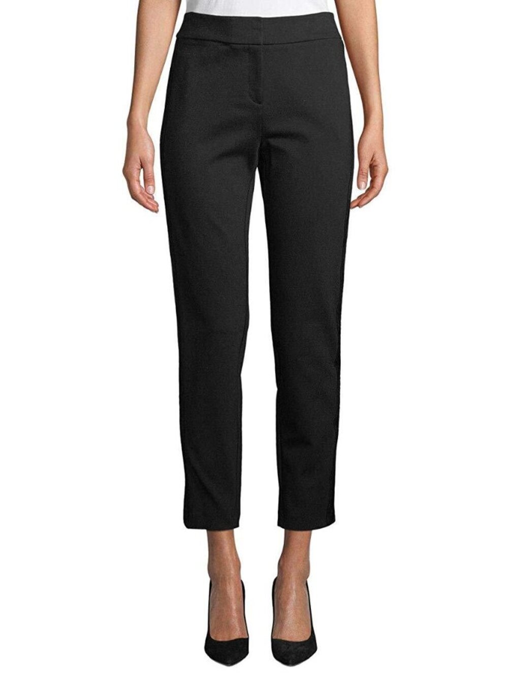 Calvin Klein Womens Faux Leather Stripe Ankle Pants
